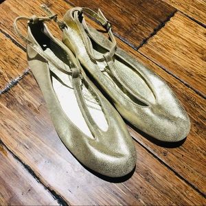 Joie Ballet Flats Metallic Gold